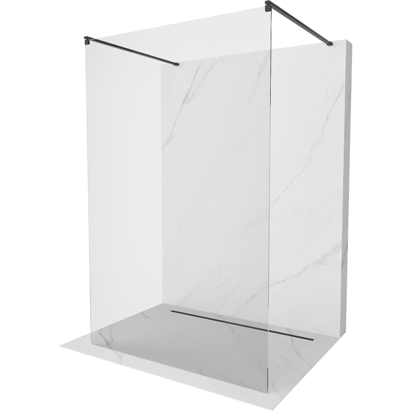 Mexen Kioto ścianka prysznicowa wolnostojąca 130 x 200 cm, transparent 8 mm, czarna - 800-130-002-70-00