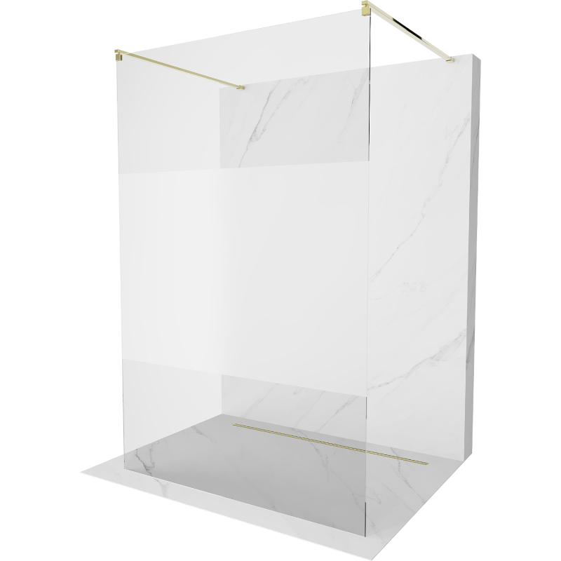 Mexen Kioto ścianka prysznicowa wolnostojąca 100 x 200 cm, transparent/szron 8 mm, złota - 800-100-002-50-35