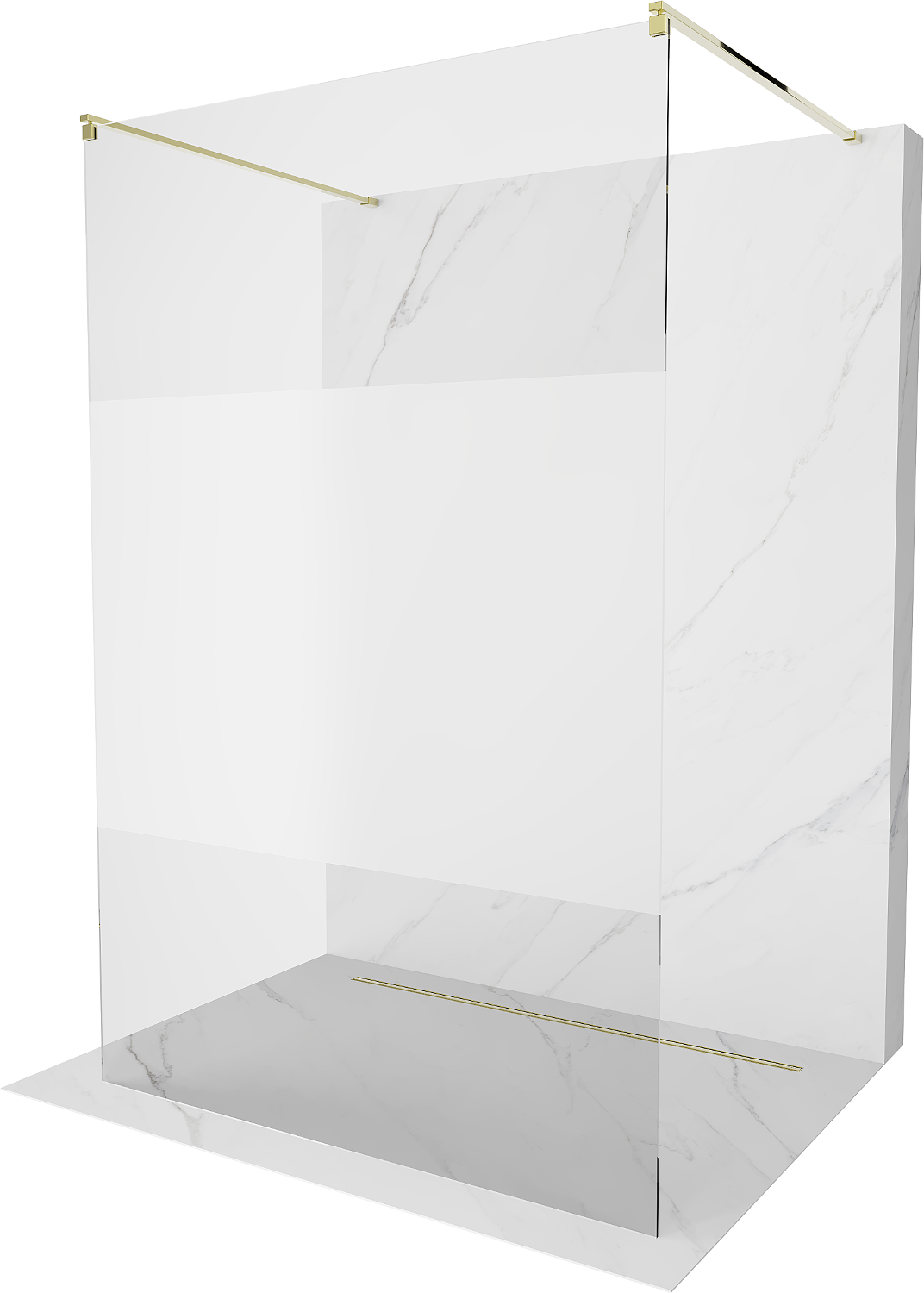 Mexen Kioto ścianka prysznicowa wolnostojąca 100 x 200 cm, transparent/szron 8 mm, złota - 800-100-002-50-35