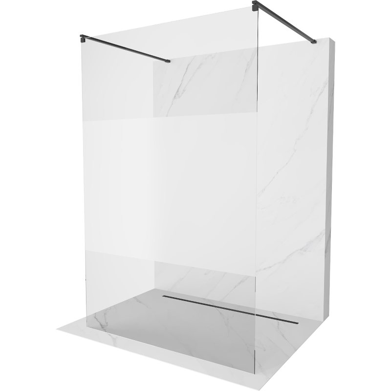 Mexen Kioto ścianka prysznicowa wolnostojąca 120 x 200 cm, transparent/szron 8 mm, czarna - 800-120-002-70-35
