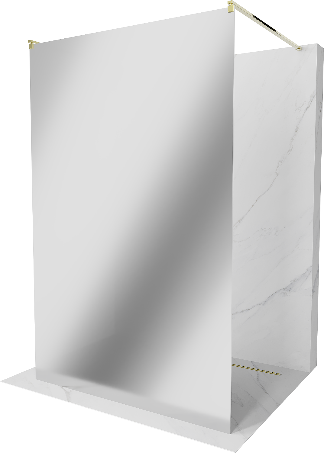 Mexen Kioto ścianka prysznicowa wolnostojąca 100 x 200 cm, lustro, złota - 800-100-002-50-50