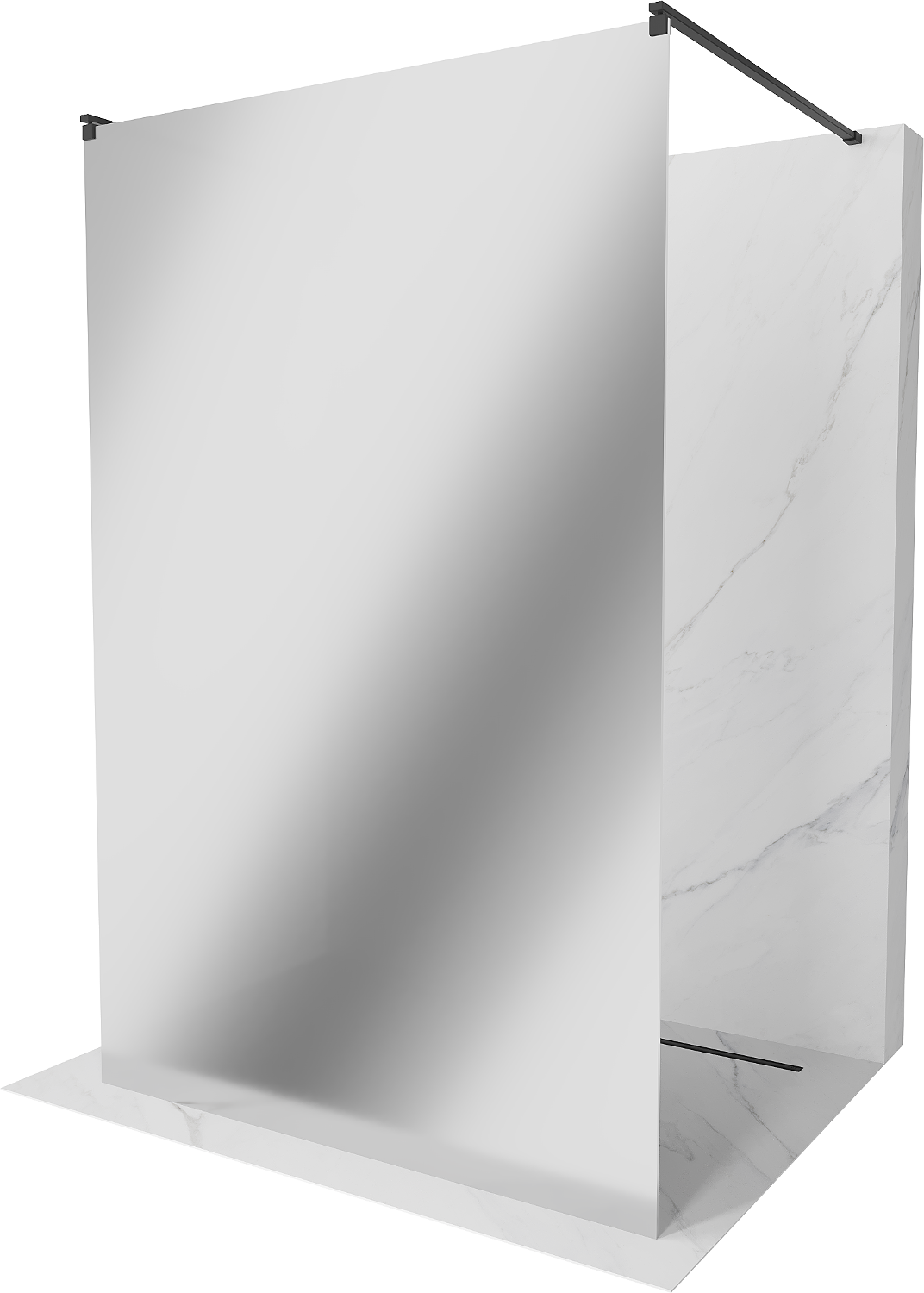 Mexen Kioto ścianka prysznicowa wolnostojąca 100 x 200 cm, lustro, czarna - 800-100-002-70-50