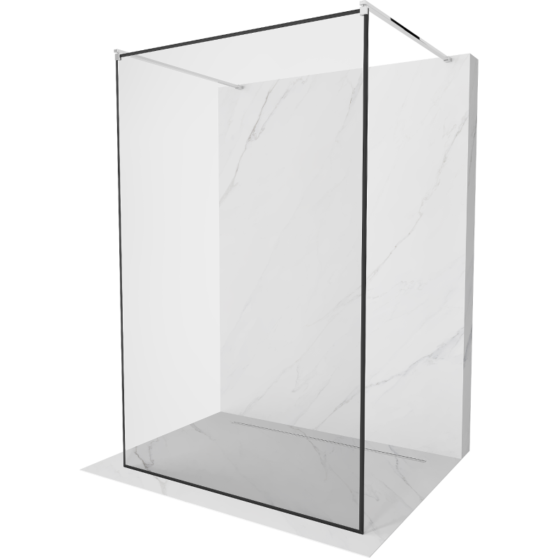 Mexen Kioto ścianka prysznicowa wolnostojąca 100 x 200 cm, transparent/czarny wzór 8 mm, chrom - 800-100-002-01-70