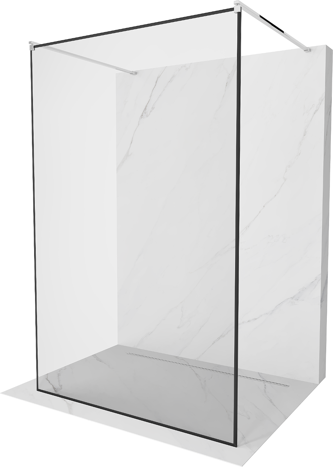 Mexen Kioto ścianka prysznicowa wolnostojąca 110 x 200 cm, transparent/czarny wzór 8 mm, chrom - 800-110-002-01-70