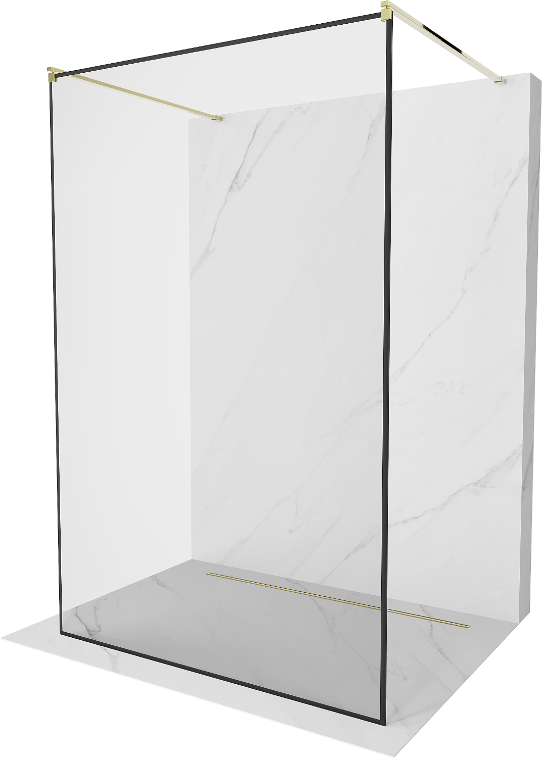 Mexen Kioto ścianka prysznicowa wolnostojąca 110 x 200 cm, transparent/czarny wzór 8 mm, złota- 800-110-002-50-70