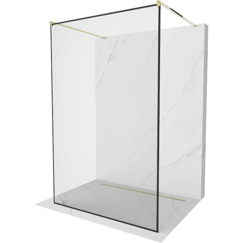 Mexen Kioto ścianka prysznicowa wolnostojąca 140 x 200 cm, transparent/czarny wzór 8 mm, złota- 800-140-002-50-70