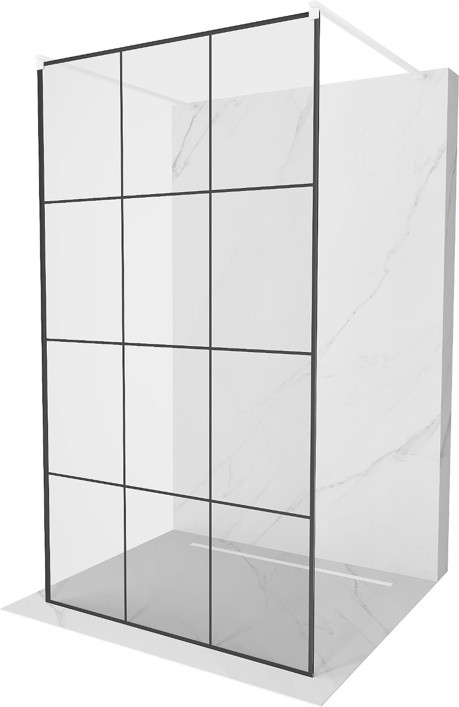 Mexen Kioto ścianka prysznicowa wolnostojąca 110 x 200 cm, transparent/czarny wzór 8 mm, chrom - 800-110-002-01-77