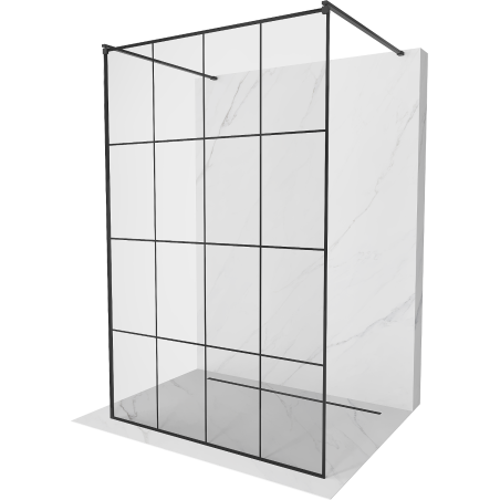 Mexen Kioto ścianka prysznicowa wolnostojąca 140 x 200 cm, transparent/czarny wzór 8 mm, chrom - 800-140-002-01-77