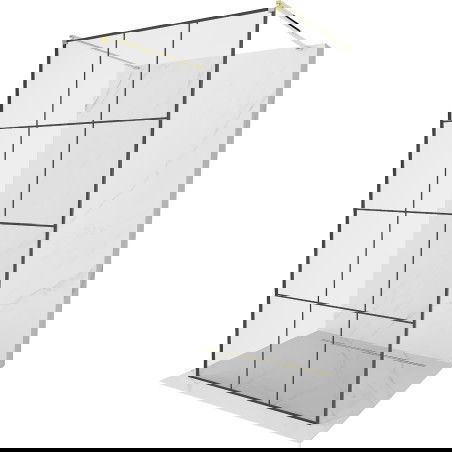 Mexen Kioto ścianka prysznicowa wolnostojąca 100 x 200 cm, czarna kratka 8 mm, złota - 800-100-002-50-77