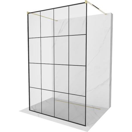 Mexen Kioto ścianka prysznicowa wolnostojąca 130 x 200 cm, transparent/czarny wzór 8 mm, złota - 800-130-002-50-77