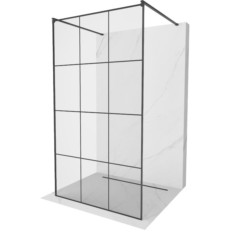 Mexen Kioto ścianka prysznicowa wolnostojąca 120 x 200 cm, czarna kratka 8 mm, czarna - 800-120-002-70-77