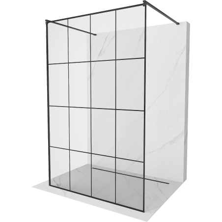 Mexen Kioto ścianka prysznicowa wolnostojąca 130 x 200 cm, czarna kratka 8 mm, czarna - 800-130-002-70-77
