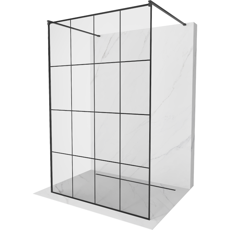 Mexen Kioto ścianka prysznicowa wolnostojąca 140 x 200 cm, czarna kratka 8 mm, czarna - 800-140-002-70-77
