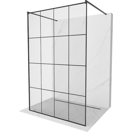 Mexen Kioto ścianka prysznicowa wolnostojąca 140 x 200 cm, czarna kratka 8 mm, czarna - 800-140-002-70-77