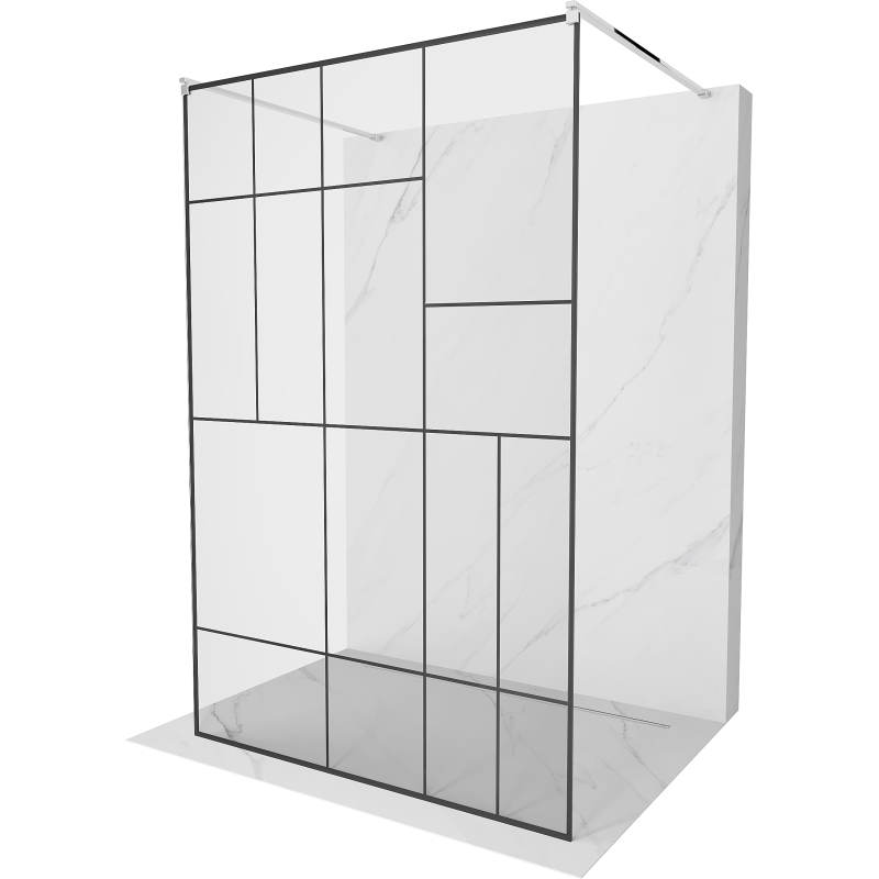 Mexen Kioto ścianka prysznicowa wolnostojąca 120 x 200 cm, transparent/czarny wzór 8 mm, chrom - 800-120-002-01-78