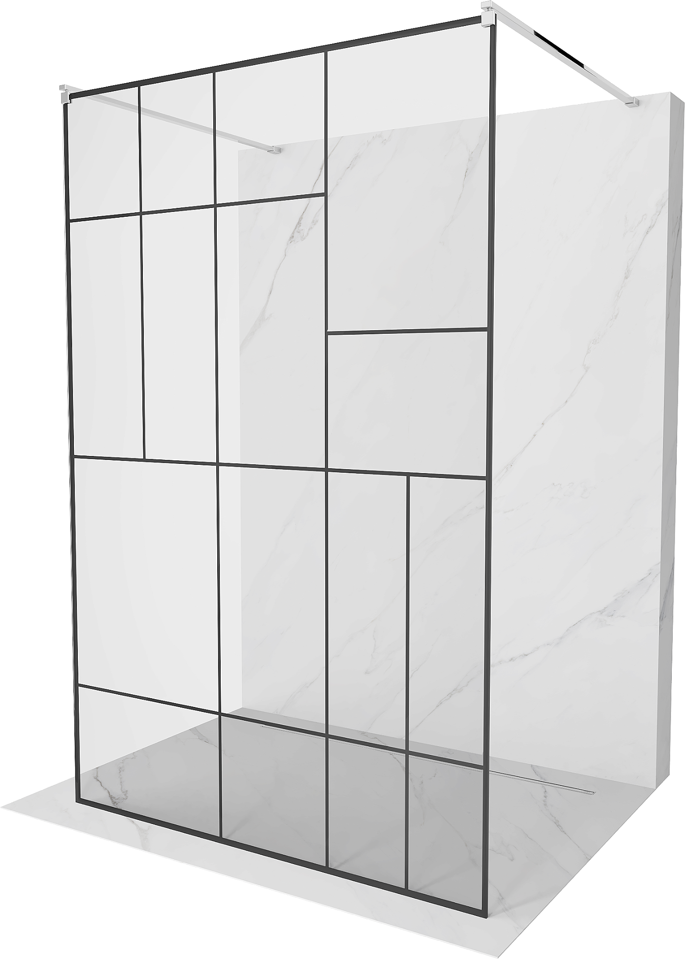 Mexen Kioto ścianka prysznicowa wolnostojąca 120 x 200 cm, transparent/czarny wzór 8 mm, chrom - 800-120-002-01-78