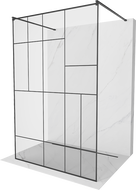 Mexen Kioto ścianka prysznicowa wolnostojąca 100 x 200 cm, czarny wzór 8 mm, czarna - 800-100-002-70-78