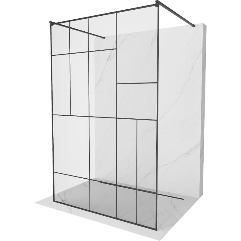 Mexen Kioto ścianka prysznicowa wolnostojąca 120 x 200 cm, czarny wzór 8 mm, czarna - 800-120-002-70-78