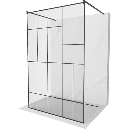 Mexen Kioto ścianka prysznicowa wolnostojąca 130 x 200 cm, czarny wzór 8 mm, czarna - 800-130-002-70-78