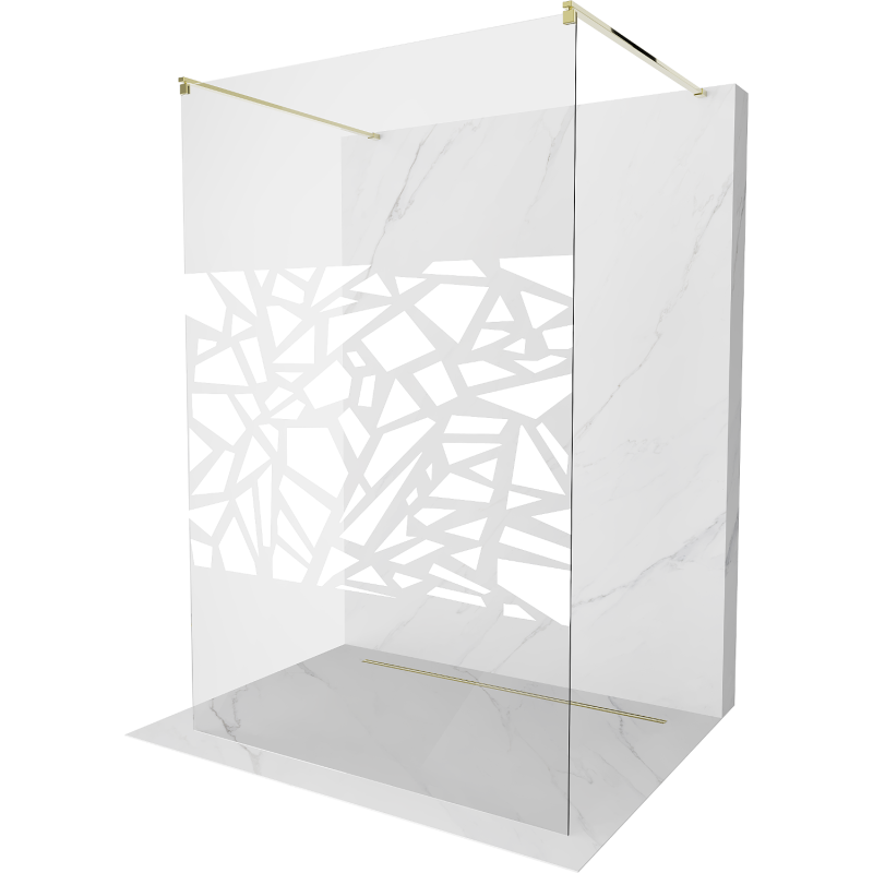 Mexen Kioto ścianka prysznicowa wolnostojąca 130 x 200 cm, transparent/biały wzór 8 mm, złota - 800-130-002-50-85