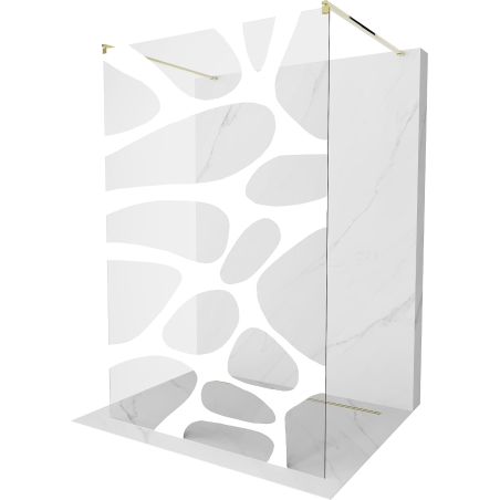 Mexen Kioto ścianka prysznicowa wolnostojąca 120 x 200 cm, transparent/biały wzór 8 mm, złota - 800-120-002-50-97