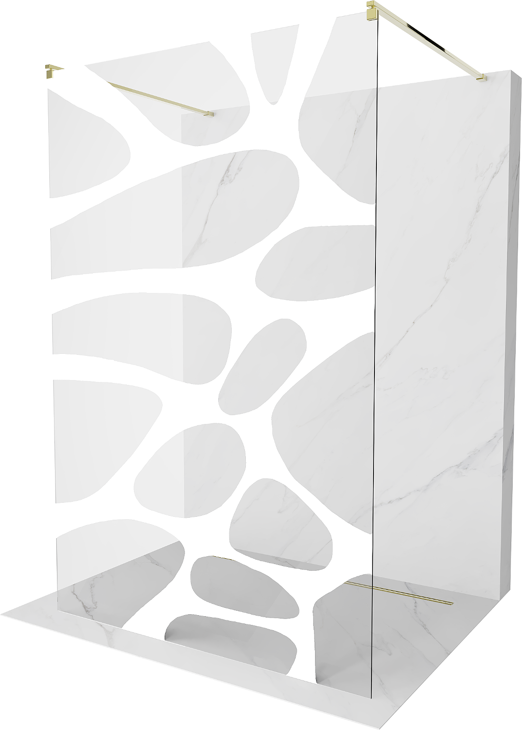 Mexen Kioto ścianka prysznicowa wolnostojąca 120 x 200 cm, transparent/biały wzór 8 mm, złota - 800-120-002-50-97