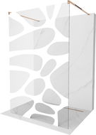 Mexen Kioto ścianka prysznicowa wolnostojąca 140 x 200 cm, biała fala 8 mm, różowe złoto - 800-140-002-60-97