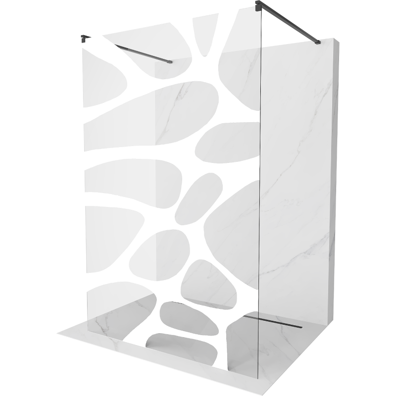 Mexen Kioto ścianka prysznicowa wolnostojąca 100 x 200 cm, transparent/biały wzór 8 mm, czarna - 800-100-002-70-97