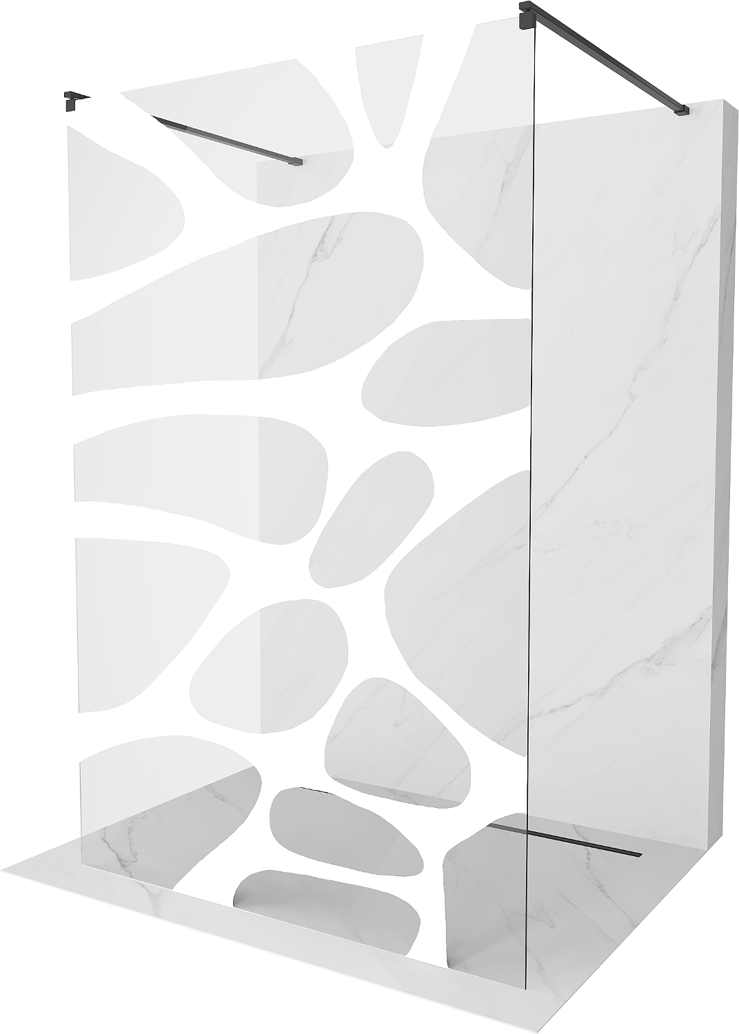 Mexen Kioto ścianka prysznicowa wolnostojąca 100 x 200 cm, transparent/biały wzór 8 mm, czarna - 800-100-002-70-97