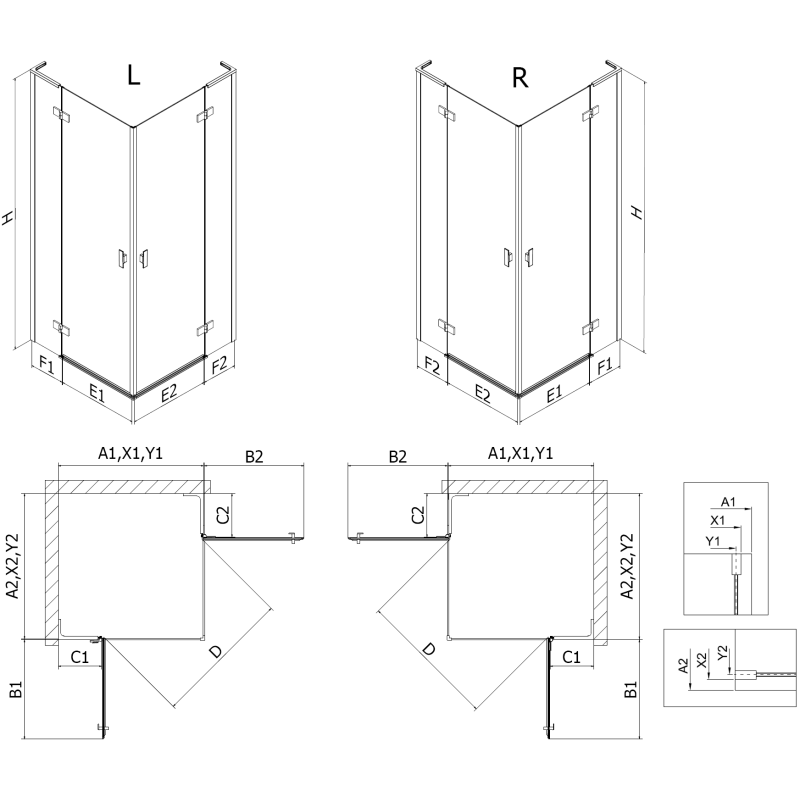 Mexen Mist-H L Duo kabina prysznicowa uchylna prawa 75 x 120 cm, transparent, złota - 8A5L-075L-120P-50-00