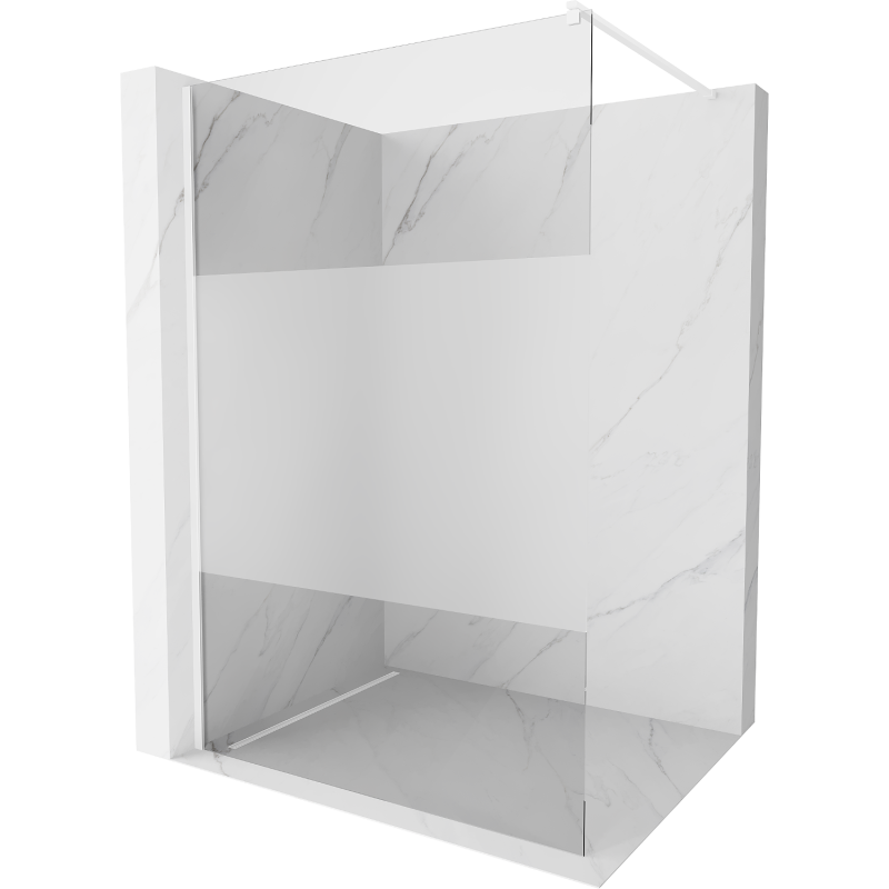 Mexen Kioto ścianka prysznicowa Walk-in 90 x 200 cm, transparent/szron 8 mm, biała - 800-090-101-20-35