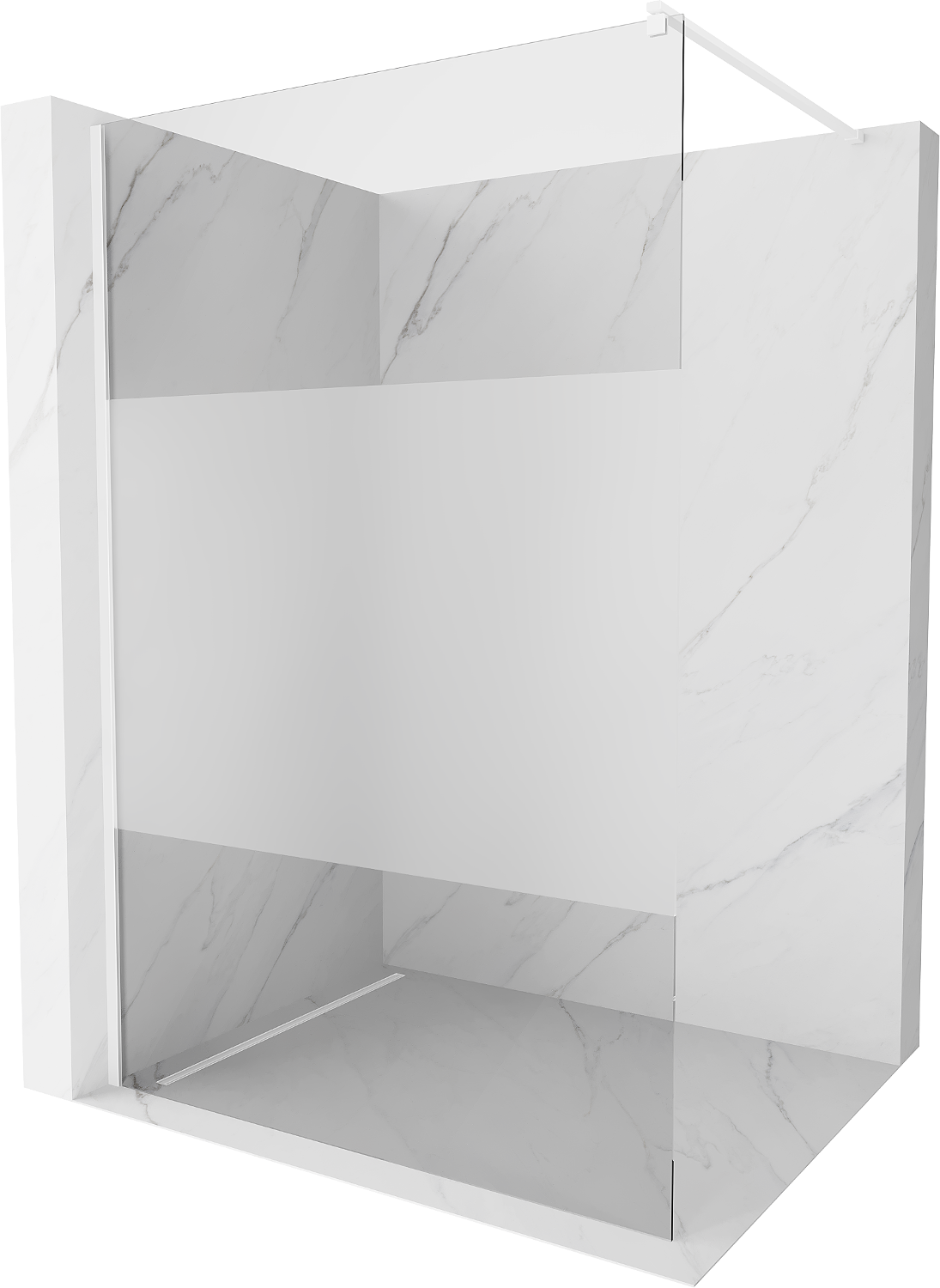 Mexen Kioto ścianka prysznicowa 100 x 200 cm, transparent/szron 8 mm, biała - 800-100-101-20-35