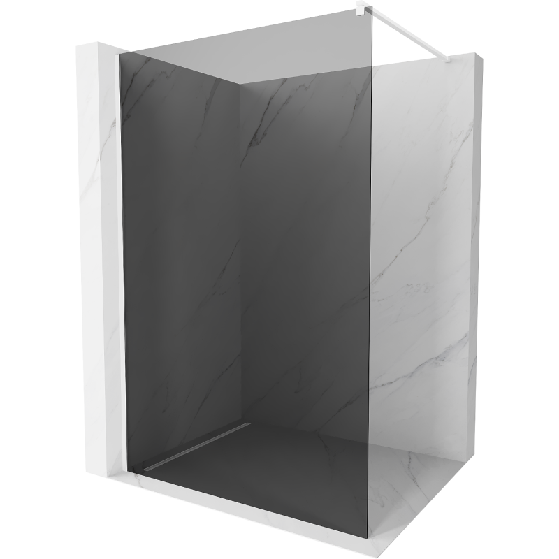 Mexen Kioto ścianka prysznicowa Walk-in 90 x 200 cm, grafit 8 mm, biała - 800-090-101-20-40