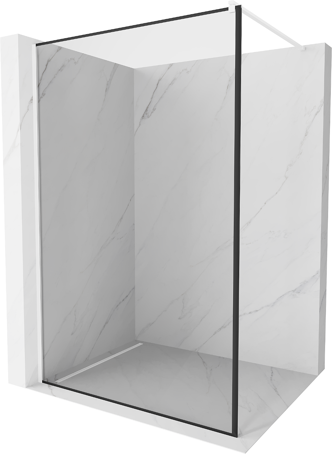 Mexen Kioto ścianka prysznicowa 100 x 200 cm, transparent/czarny wzór 8 mm, biała - 800-100-101-20-70
