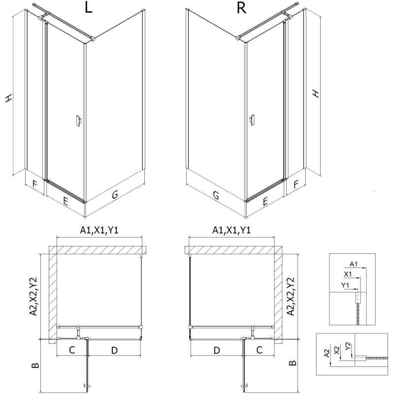 Mexen Mist T kabina prysznicowa uchylna 70 x 120 cm, transparent, złota - 8A4T-070-120-50-00