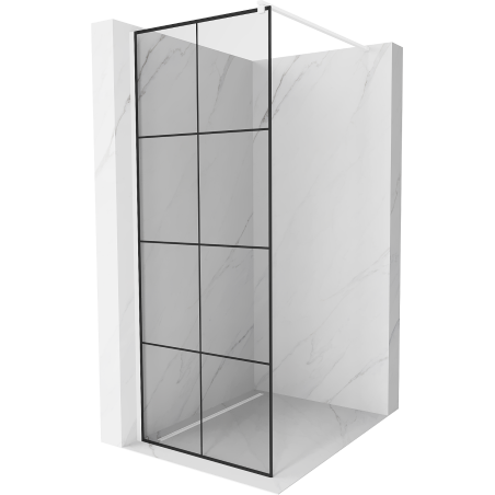 Mexen Kioto ścianka prysznicowa Walk-in 80 x 200 cm, czarna kratka 8 mm, biała - 800-080-101-20-77