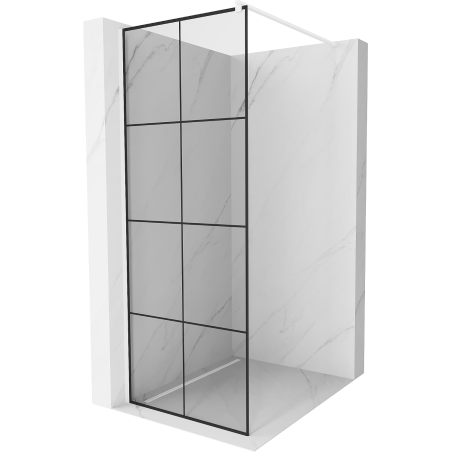 Mexen Kioto ścianka prysznicowa Walk-in 90 x 200 cm, czarna kratka 8 mm, biała - 800-090-101-20-77