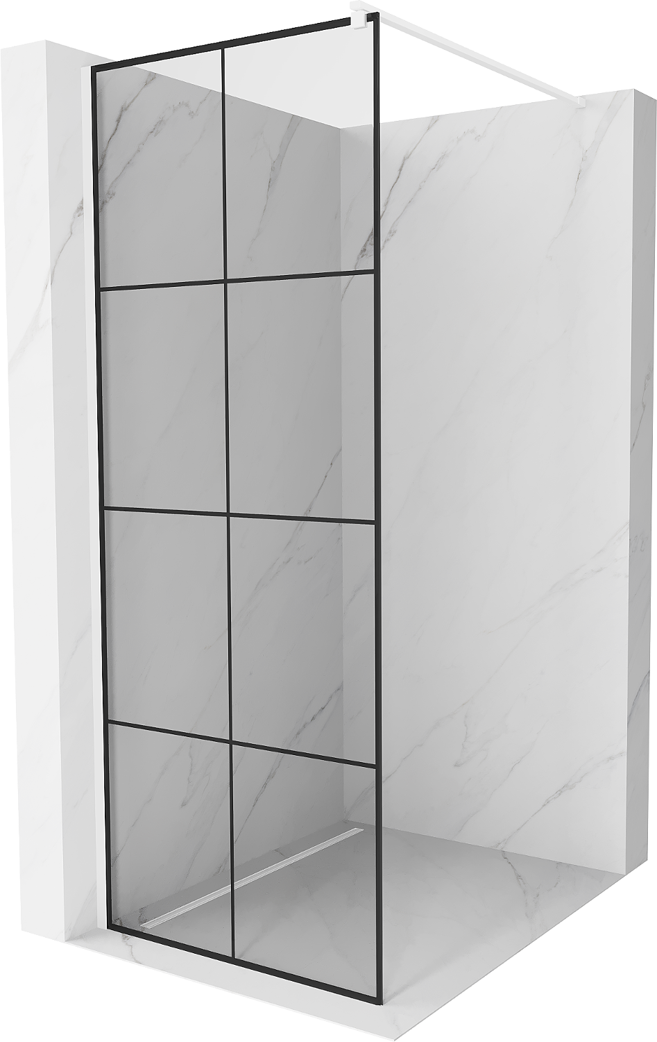 Mexen Kioto ścianka prysznicowa 90 x 200 cm, transparent/czarny wzór 8 mm, biała - 800-090-101-20-77