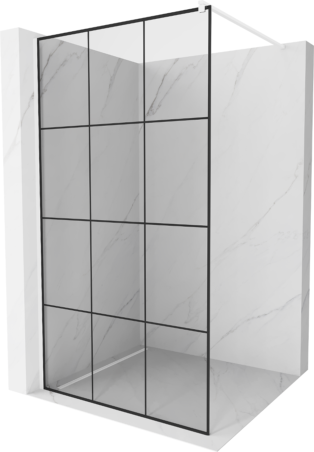 Mexen Kioto ścianka prysznicowa 110 x 200 cm, transparent/czarny wzór 8 mm, biała - 800-110-101-20-77