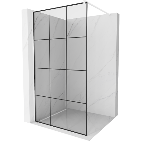 Mexen Kioto ścianka prysznicowa Walk-in 120 x 200 cm, czarna kratka 8 mm, biała - 800-120-101-20-77