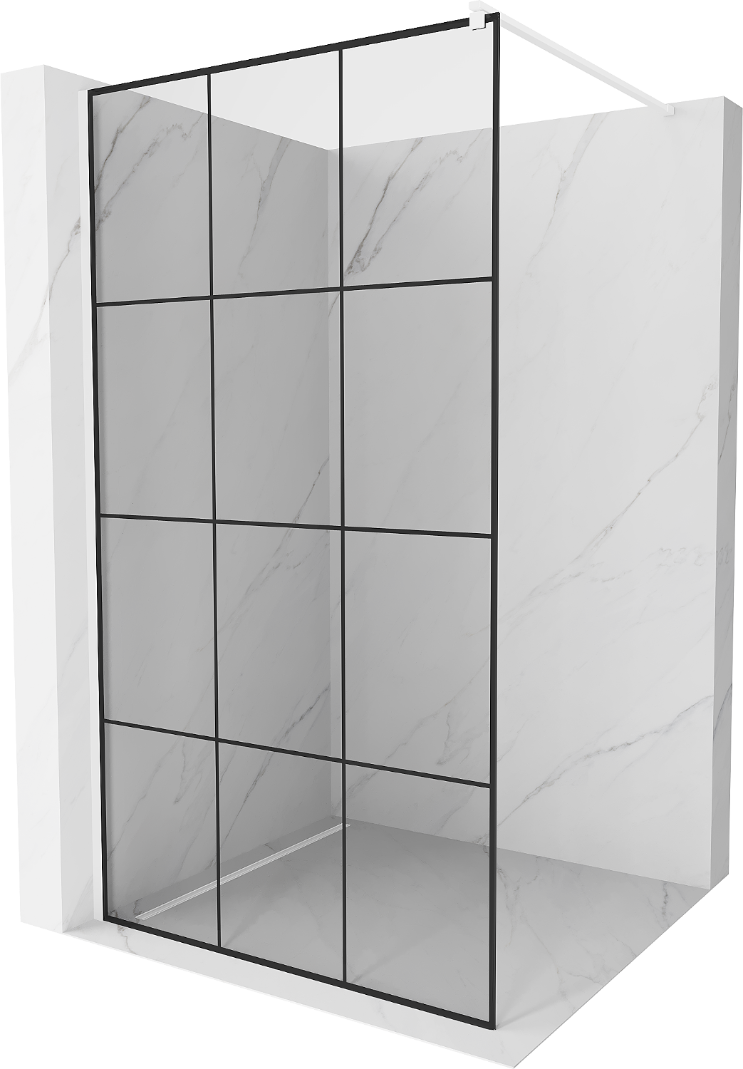 Mexen Kioto ścianka prysznicowa 120 x 200 cm, transparent/czarny wzór 8 mm, biała - 800-120-101-20-77