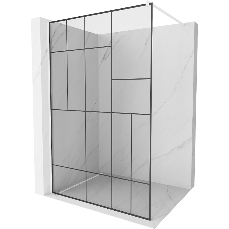 Mexen Kioto ścianka prysznicowa Walk-in 80 x 200 cm, czarny wzór 8 mm, biała - 800-080-101-20-78