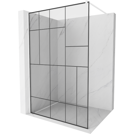 Mexen Kioto ścianka prysznicowa Walk-in 80 x 200 cm, czarny wzór 8 mm, biała - 800-080-101-20-78