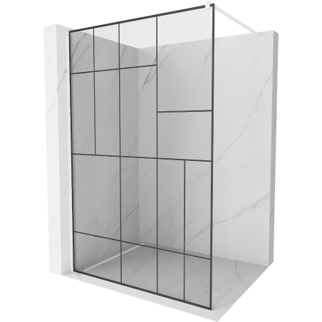 Mexen Kioto ścianka prysznicowa 90 x 200 cm, transparent/czarny wzór 8 mm, biała - 800-090-101-20-78