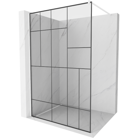 Mexen Kioto ścianka prysznicowa Walk-in 90 x 200 cm, czarny wzór 8 mm, biała - 800-090-101-20-78