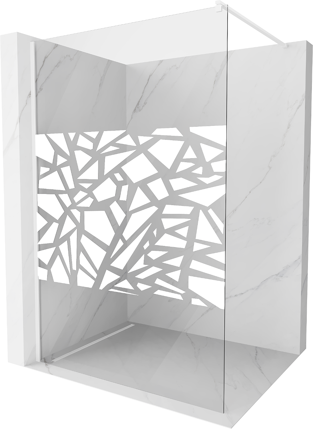 Mexen Kioto ścianka prysznicowa 70 x 200 cm, transparent/biały wzór 8 mm, biała - 800-070-101-20-85