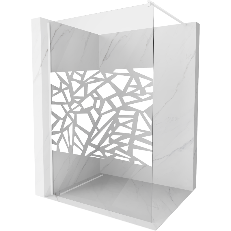 Mexen Kioto ścianka prysznicowa Walk-in 80 x 200 cm, biały wzór 8 mm, biała - 800-080-101-20-85