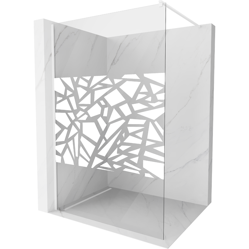Mexen Kioto ścianka prysznicowa 100 x 200 cm, transparent/biały wzór 8 mm, biała - 800-100-101-20-85