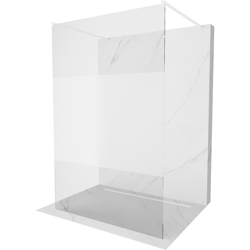 Mexen Kioto ścianka prysznicowa wolnostojąca 100 x 200 cm, transparent/szron 8 mm, biała - 800-100-002-20-35