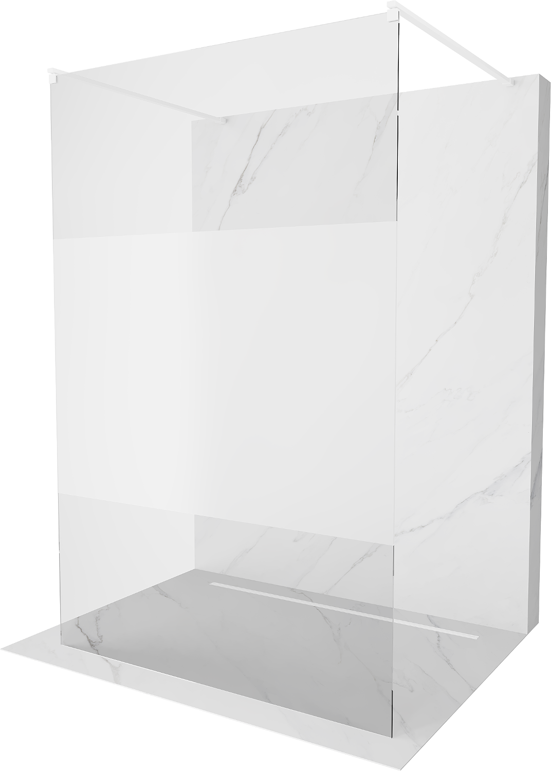 Mexen Kioto ścianka prysznicowa wolnostojąca 100 x 200 cm, transparent/szron 8 mm, biała - 800-100-002-20-35